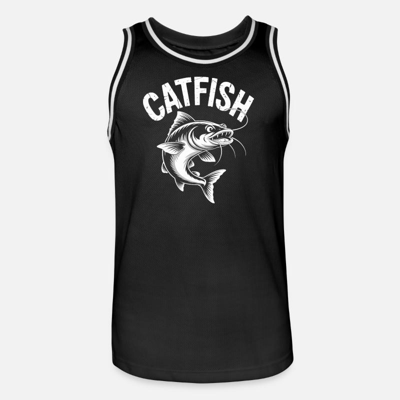 Conception de pêche d’aventure au poisson-chat - Maillot de basket Homme - noir/blanc