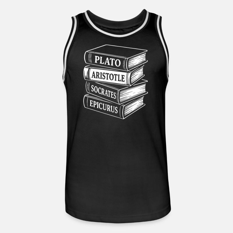 Classical Philosophers Book Stack Design - Men's Basketball Jersey - black/white