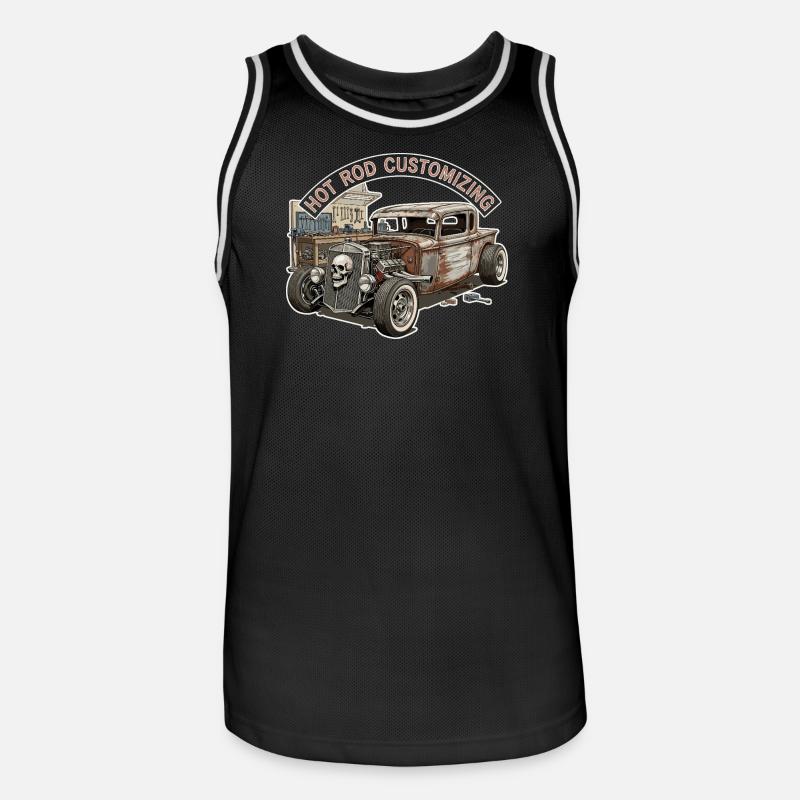 Rustic Hot Rod Customization Design - Men's Basketball Jersey - black/white