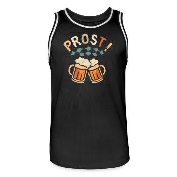 PROST! – Bavarian-style foam beer mugs - Men's Basketball Jersey - black/white - Front - AI Model Male 185 dark (185cm)