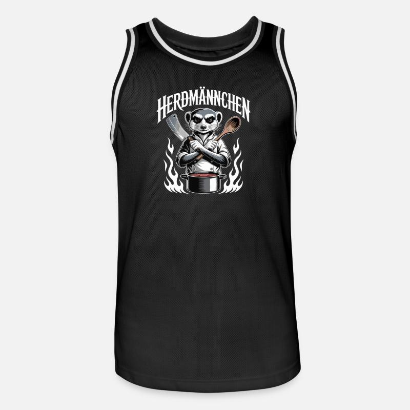 Herdmannchen Kochen Lustiger Koch Herdmannchen - Männer Basketball-Trikot - Schwarz/Weiß