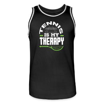 Tennis Is My Therapy For Tennis Players - Men's Basketball Jersey - black/white - Front - AI Model Male 185 dark (185cm)