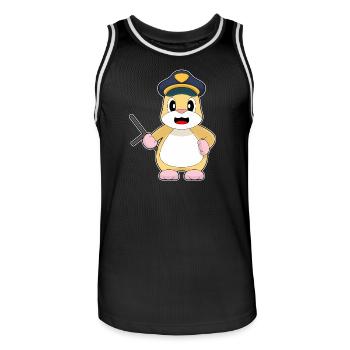 Hamster Policier Bâton Police - Maillot de basket Homme - noir/blanc - Devant - AI Model Male 185 dark (185cm)