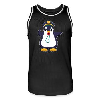 Pinguin Polizist Trillerpfeife Polizei - Männer Basketball-Trikot - Schwarz/Weiß - Vorne - AI Model Male 185 dark (185cm)