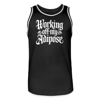 Motivating Workout Design - Men's Basketball Jersey - black/white - Front - AI Model Male 185 dark (185cm)