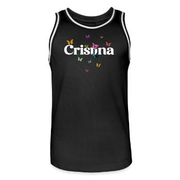 Beau prénom de fille avec des papillons CRISTINA - Maillot de basket Homme - noir/blanc - Devant - AI Model Male 185 dark (185cm)