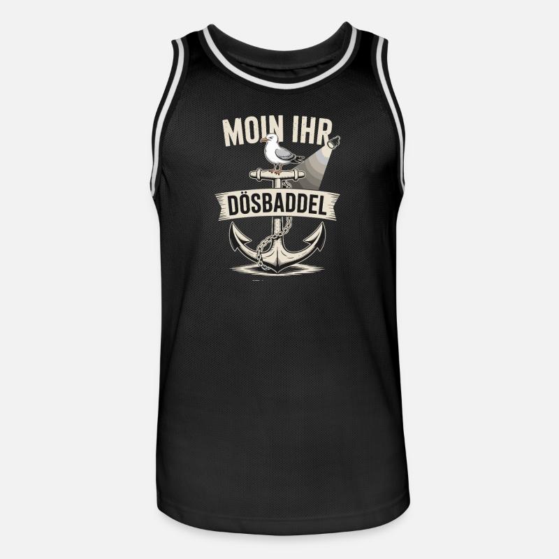  Moin Ihr Dösbaddel Maritimer Spruch Möwe Anker - Männer Basketball-Trikot - Schwarz/Weiß