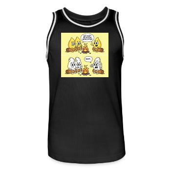 Popcorn Gag – Campfire Fun Gone Wrong - Männer Basketball-Trikot - Schwarz/Weiß - Vorne - AI Model Male 185 dark (185cm)