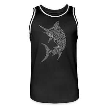 Marlin Tribal Maori Lineart für Meeresliebhaber - Männer Basketball-Trikot - Schwarz/Weiß - Vorne - AI Model Male 185 dark (185cm)