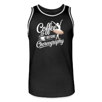 Le café avant la chorégraphie - Dance Coffee Lover - Maillot de basket Homme - noir/blanc - Devant - AI Model Male 185 dark (185cm)
