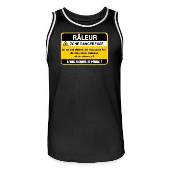 Complaining Danger Zone - Men's Basketball Jersey - black/white - Front - AI Model Male 185 dark (185cm)