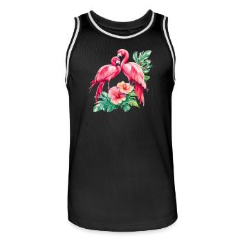 Flamingo Love Duet in the Tropical Forest - Men's Basketball Jersey - black/white - Front - AI Model Male 185 dark (185cm)