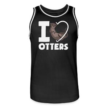 Seeotter Cartoon Herz - Männer Basketball-Trikot - Schwarz/Weiß - Vorne - AI Model Male 185 dark (185cm)