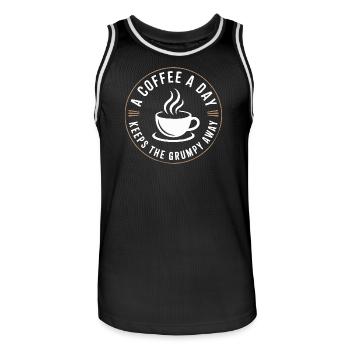 A Coffee A Day Keeps The Grumpy Away - Männer Basketball-Trikot - Schwarz/Weiß - Vorne - AI Model Male 185 dark (185cm)