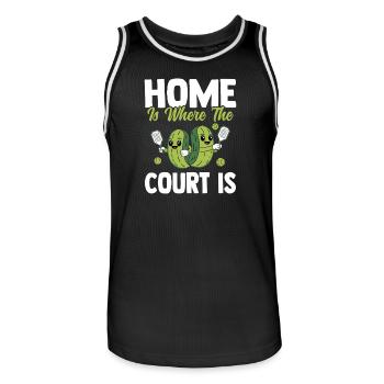 La maison est là où le terrain est le pickleball - Maillot de basket Homme - noir/blanc - Devant - AI Model Male 185 dark (185cm)