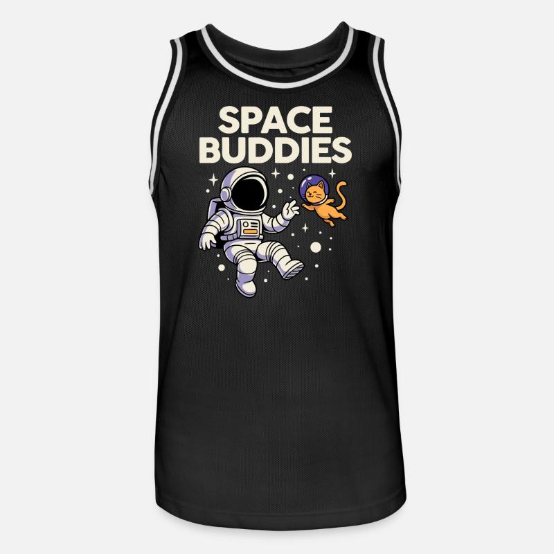 Amis de l’espace : Chat astronaute - Maillot de basket Homme - noir/blanc