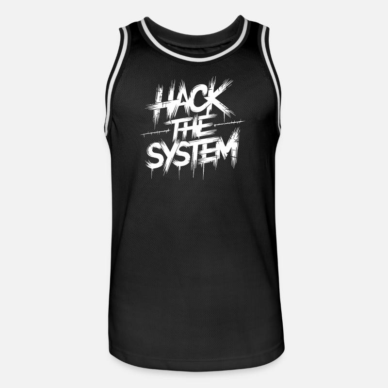 Hack the System Graffiti - Männer Basketball-Trikot - Schwarz/Weiß