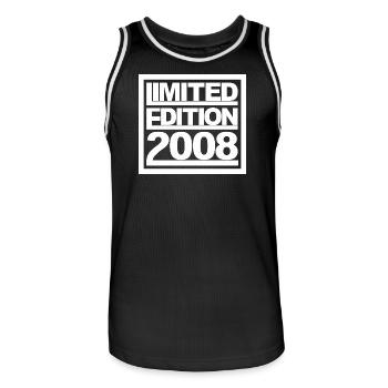 Limitierte Edition 2008 Design Geburtstag - Männer Basketball-Trikot - Schwarz/Weiß - Vorne - AI Model Male 185 dark (185cm)