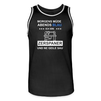 Zerspaner Zerspanungsmechaniker CNC Dreher Metall - Männer Basketball-Trikot - Schwarz/Weiß - Vorne - AI Model Male 185 dark (185cm)