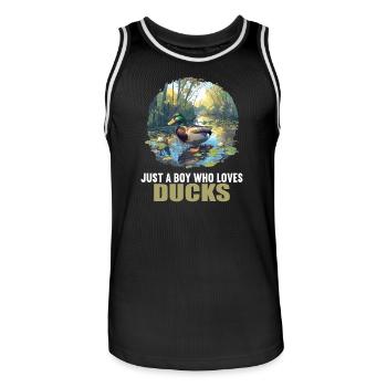 Ducks Duck - Men's Basketball Jersey - black/white - Front - AI Model Male 185 dark (185cm)