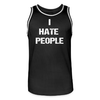 I Hate People  - Männer Basketball-Trikot - Schwarz/Weiß - Vorne - AI Model Male 185 dark (185cm)