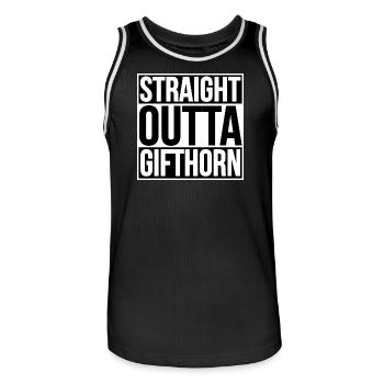 STRAIGHT OUTTA GIFTHORN - Männer Basketball-Trikot - Schwarz/Weiß - Vorne - AI Model Male 185 dark (185cm)