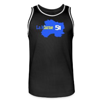 La Marne 51 Carte Départementale - Maillot de basket Homme - noir/blanc - Devant - AI Model Male 185 dark (185cm)