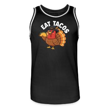 Eat Tacos Thanksgiving Twist Fall Humor - Men's Basketball Jersey - black/white - Front - AI Model Male 185 dark (185cm)