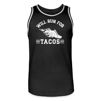 Cadeau de course pour un marathonien Will Run For Tacos - Maillot de basket Homme - noir/blanc - Devant - AI Model Male 185 dark (185cm)