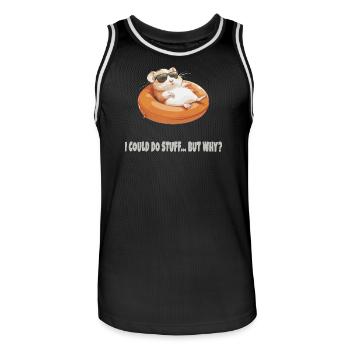 I Could Do Stuff… But Why? | Funny Lazy Hamster - Männer Basketball-Trikot - Schwarz/Weiß - Vorne - AI Model Male 185 dark (185cm)