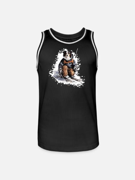 Border Collie Dog Ski Skiing - Men's Basketball Jersey - black/white