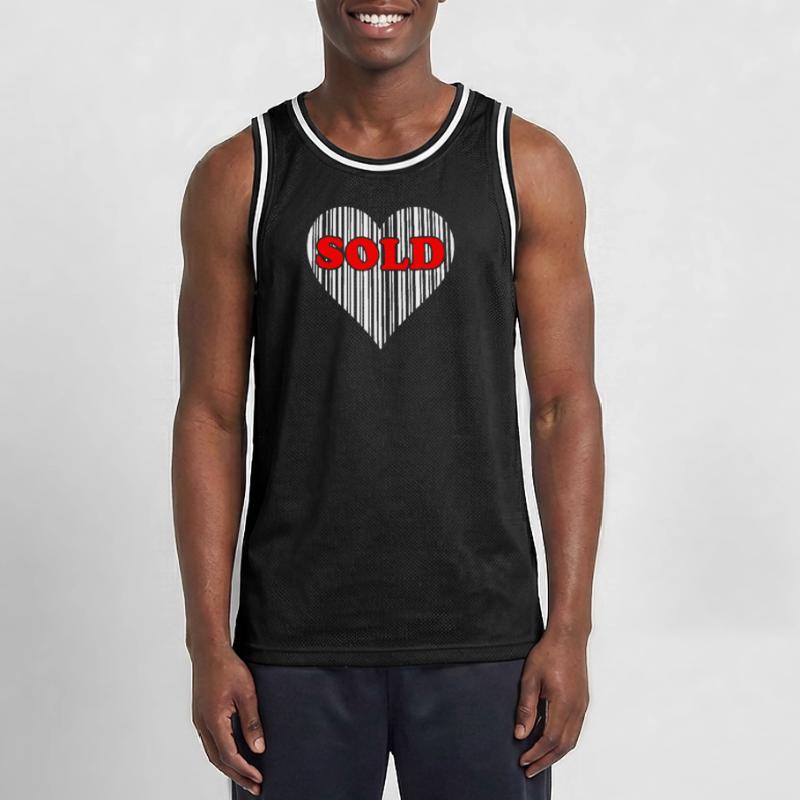 Heart Barcode Love – Sold Code Barcode Gift Men's Basketball Jersey