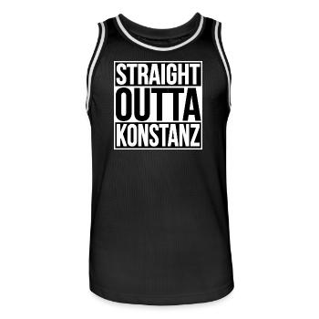 STRAIGHT OUTTA KONSTANZ - Männer Basketball-Trikot - Schwarz/Weiß - Vorne - AI Model Male 185 dark (185cm)