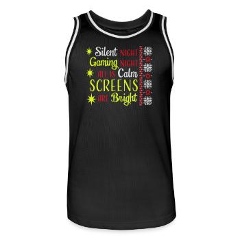 Silent Night Gaming Night All Calm Screens Bright - Men's Basketball Jersey - black/white - Front - AI Model Male 185 dark (185cm)