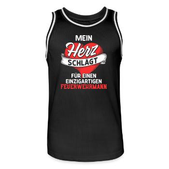 Battements de cœur pour un pompier - Maillot de basket Homme - noir/blanc - Devant - AI Model Male 185 dark (185cm)
