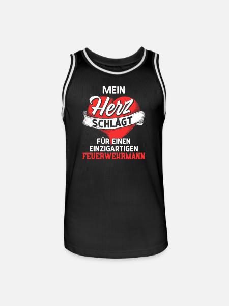 Heart beats for a firefighter - Men's Basketball Jersey - black/white