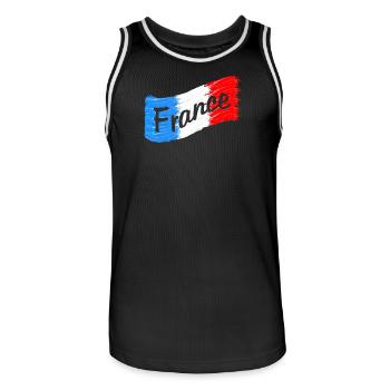 Drapeau de la France - Maillot de basket Homme - noir/blanc - Devant - AI Model Male 185 dark (185cm)