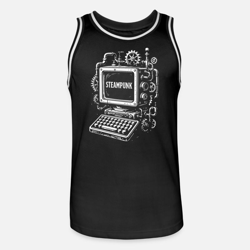 Steampunk Computer Gearwork - Men's Basketball Jersey - black/white