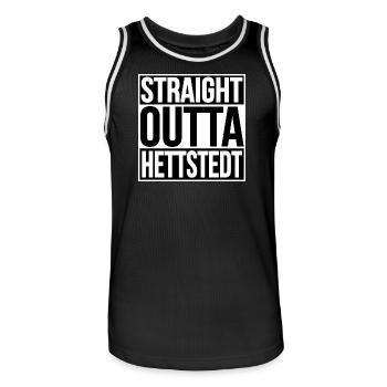 STRAIGHT OUTTA Hettstedt - Men's Basketball Jersey - black/white - Front - AI Model Male 185 dark (185cm)