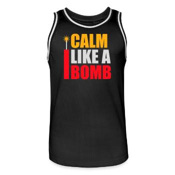 Calme comme une bombe Paradoxe Ironie Humour Blague explosive - Maillot de basket Homme - noir/blanc - Devant - AI Model Male 185 dark (185cm)