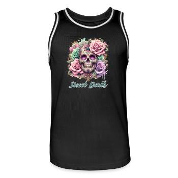 Flowers Skull Beauty Bloom - Men's Basketball Jersey - black/white - Front - AI Model Male 185 dark (185cm)