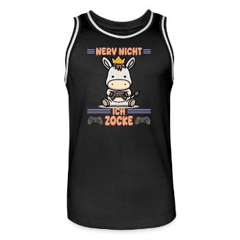 Nerv nicht, ich zocke grade - Männer Basketball-Trikot - Schwarz/Weiß - Vorne - AI Model Male 185 dark (185cm)