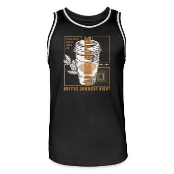 Coffee just does its job retro - Men's Basketball Jersey - black/white - Front - AI Model Male 185 dark (185cm)