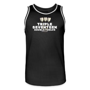 Paiement des fléchettes vintage 1975 - Maillot de basket Homme - noir/blanc - Devant - AI Model Male 185 dark (185cm)
