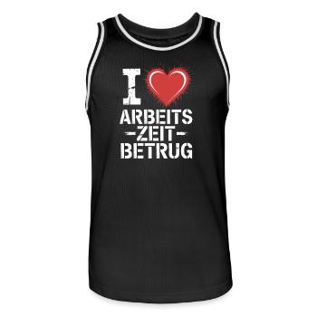 I Love Arbeitszeitbetrug Kein Verbrechen Job Büro - Männer Basketball-Trikot - Schwarz/Weiß - Vorne - AI Model Male 185 dark (185cm)