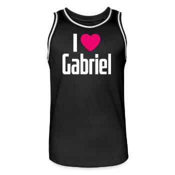 I Love Gabriel Pinkes Herz Ich liebe Gabriel - Männer Basketball-Trikot - Schwarz/Weiß - Vorne - AI Model Male 185 dark (185cm)