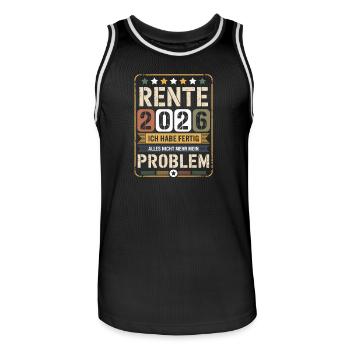 Pension 2026 – I'm done - Men's Basketball Jersey - black/white - Front - AI Model Male 185 dark (185cm)