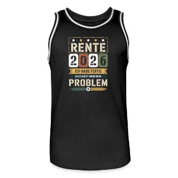 Rente 2026 Ich habe fertig - Männer Basketball-Trikot - Schwarz/Weiß - Vorne - AI Model Male 185 dark (185cm)