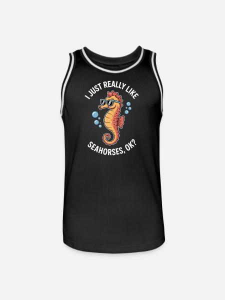 Seepferdchen Spruch Lustiges Seepferdchen Geschenk - Männer Basketball-Trikot - Schwarz/Weiß