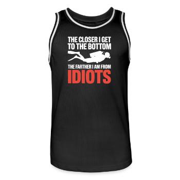 Tieftauchgang: Näher und weiter von Idioten entfernt - Männer Basketball-Trikot - Schwarz/Weiß - Vorne - AI Model Male 185 dark (185cm)